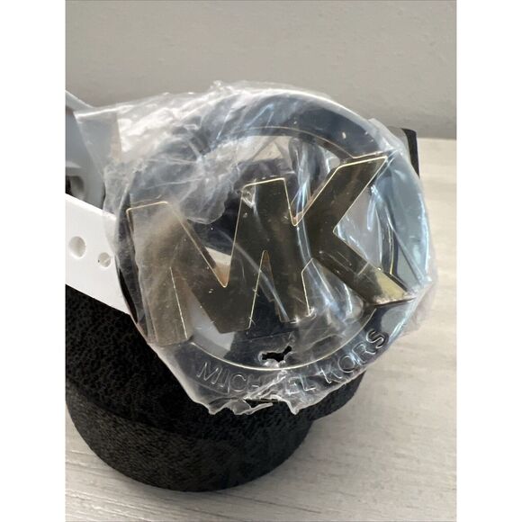 MICHAEL KORS BELT REVERSIBLE BLACK MK LOGO/BROWN 2-Tone MK LOGO BUCKLE STYLE!! - Picture 5 of 15